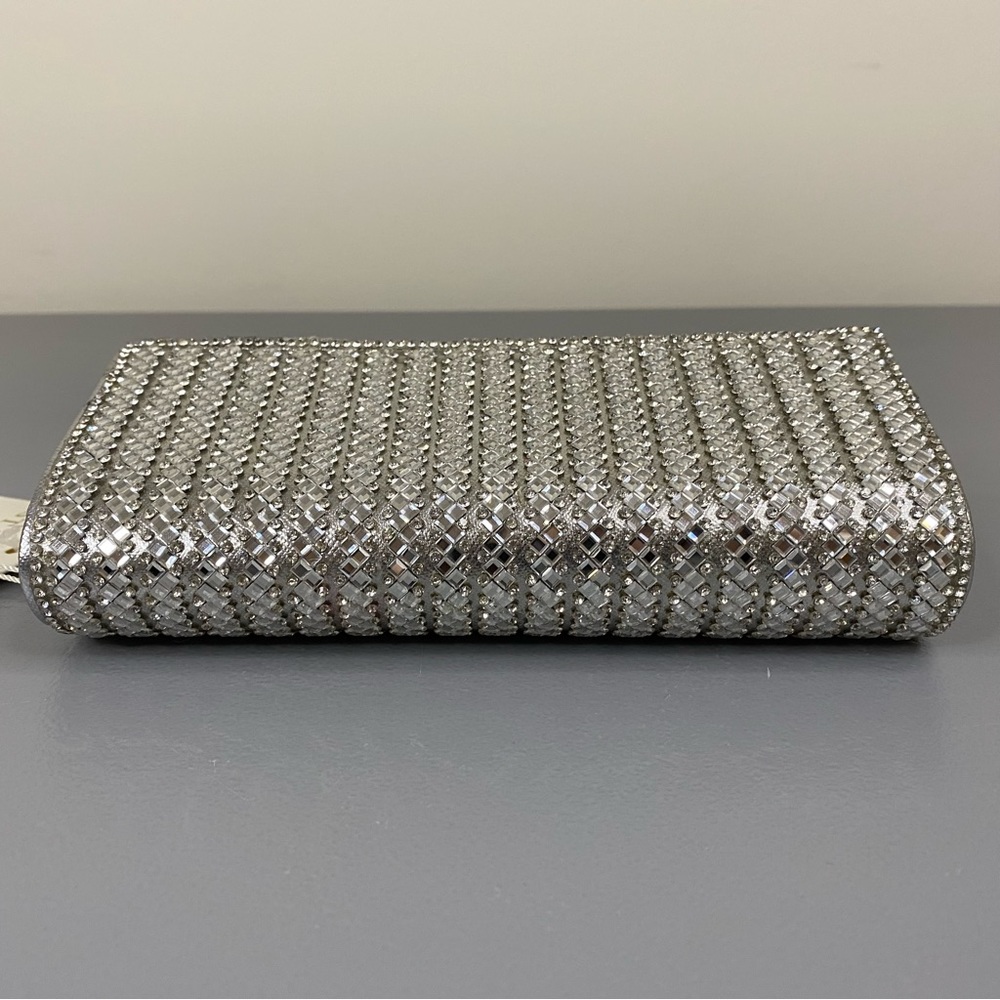 NWT Starlet Hollywood CA Silver Sparkling Stone Clutch Bag Shoulder Purse - Picture 8 of 16